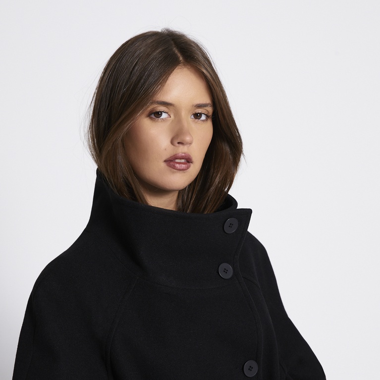 Long high-neck belted coat "Victoria"